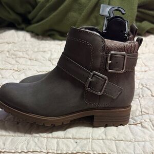 Brown Ankle Boots with Buckle Detail
